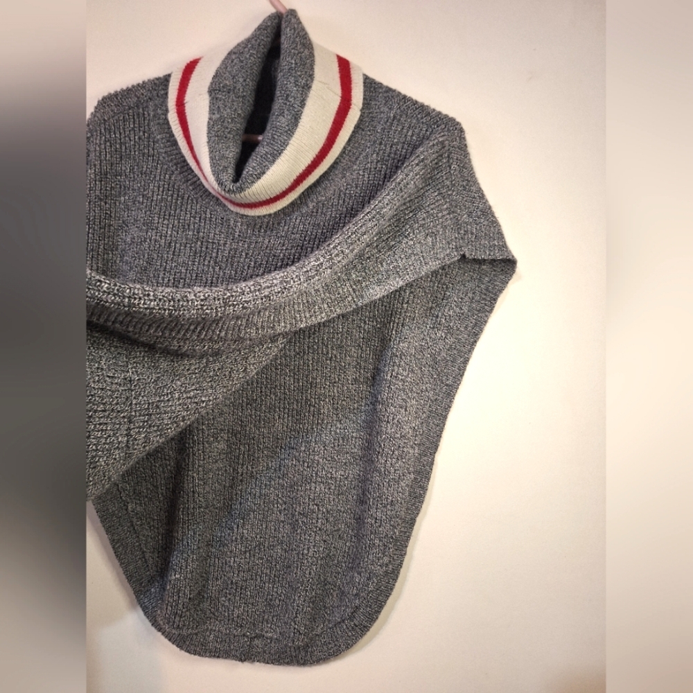 Roots Cabin Salt Pepper Knit Turtleneck Poncho Vintage Y2K Kids L/XL Adult S/M - Picture 10 of 11